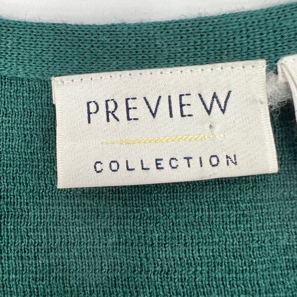 Vintage Nordstrom Preview Merino Wool Cardigan Small Green Button Long V Neck - Picture 5 of 11